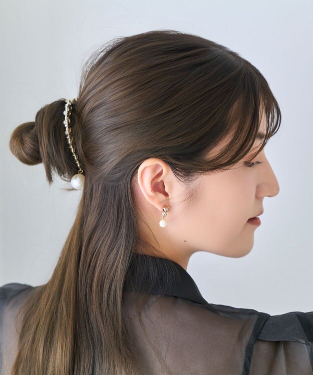 Phoebe <オンワード限定セット>ルナドロップパールイヤリング×ハートシニヨンカフ ゴールド