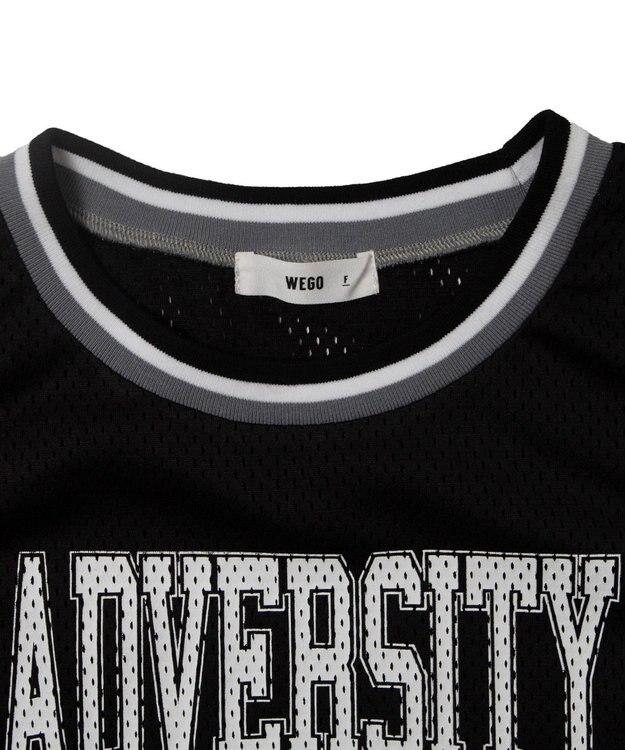 WEGO ロゴプリントメッシュタンク ブラック