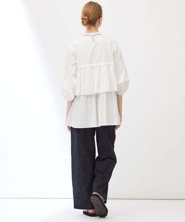 23区 【Indian Factory】コットンポプリン タックディテール チュニックブラウス ホワイト