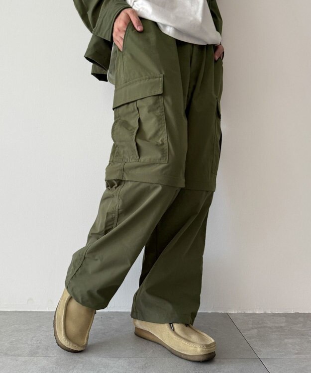 WEGO 【セットアップ対応ITEM】2WAYリップストップカーゴパンツ カーキ
