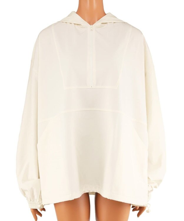 San-ai Resort（三愛水着楽園） 【再入荷】WEB限定商品　ポケット付きハーフジップラッシュパーカー＋リブタンキニ水着+レギンス5点セット【Beach Queen（ビーチクイーン）】 オフホワイト