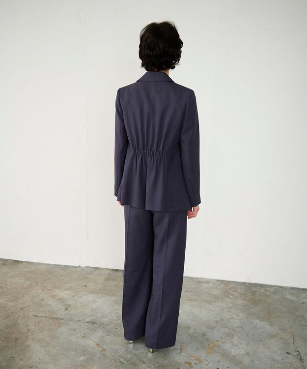 GRACE CONTINENTAL 麻調バックギャザージャケット グレー