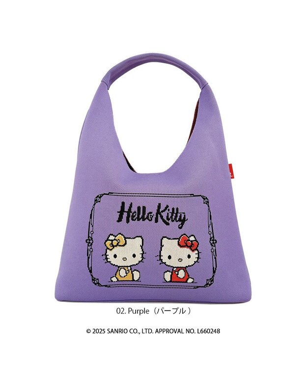 ROOTOTE 8489【A4サイズ収納】IP.ラウンド.ニット.ハローキティ-A 02：パープル