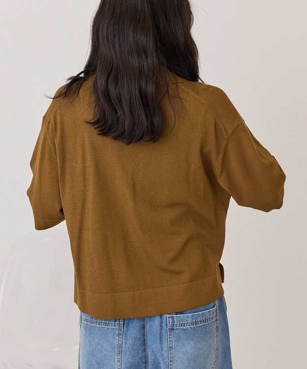 AMERICAN HOLIC 襟付き5分袖ニットカーディガン Off White
