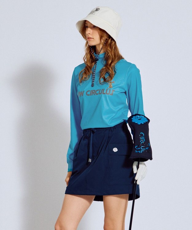 PW CIRCULUS 【吸水速乾 / UV遮蔽率99.5% UVカット / ストレッチ】【WOMEN】ラビットグラフィック ロングスリーブモックT ゴルフウェア レディース スカイブルー系