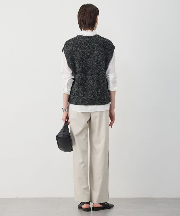 ICB ツイーディーニット ジップアップジレ ブラックミックス