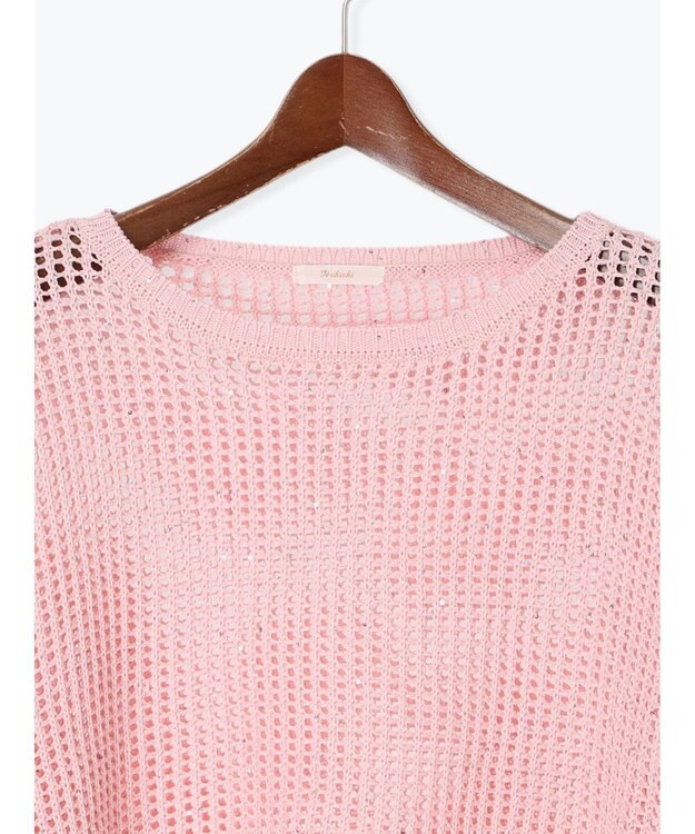 Te chichi スパンコールメッシュハーフスリーブニット《2025Autumn catalog item》 ピンク