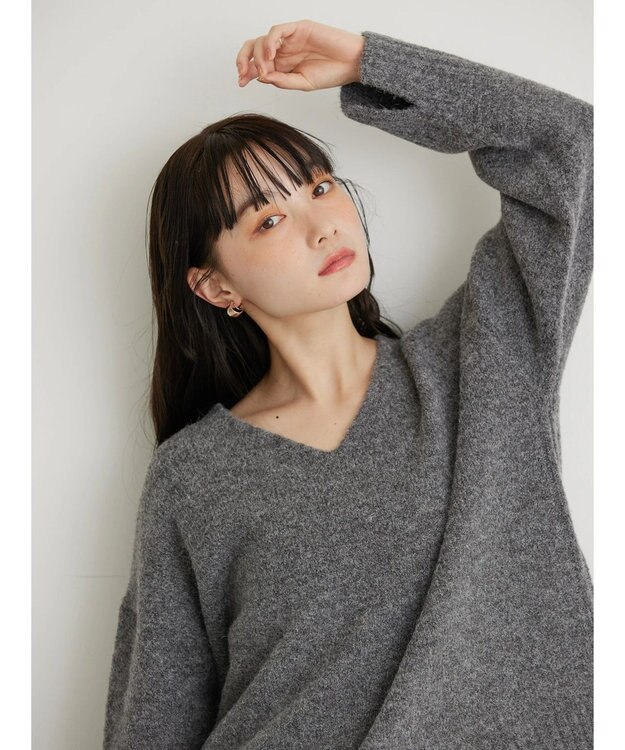 AMERICAN HOLIC ＭｉｘヤーンＶネックニットプルオーバー Gray Mixture