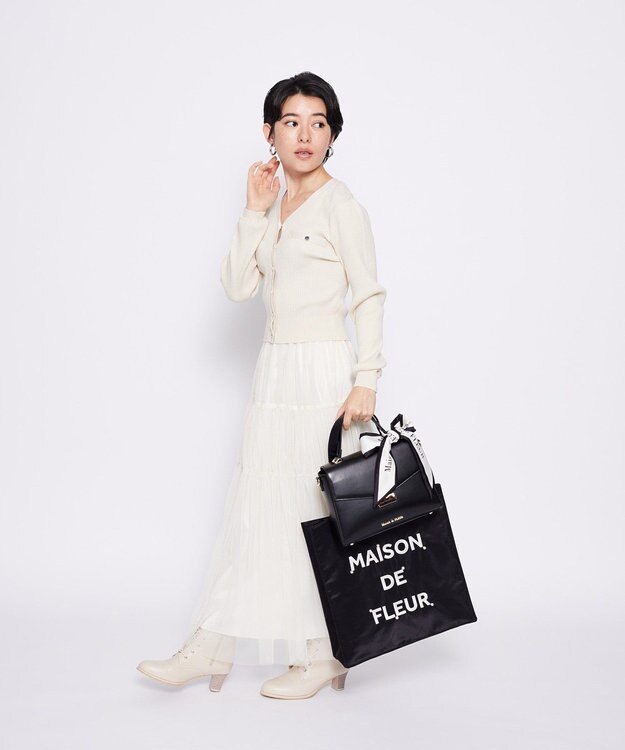 Maison de FLEUR トップハンドルスカーフバッグ Black