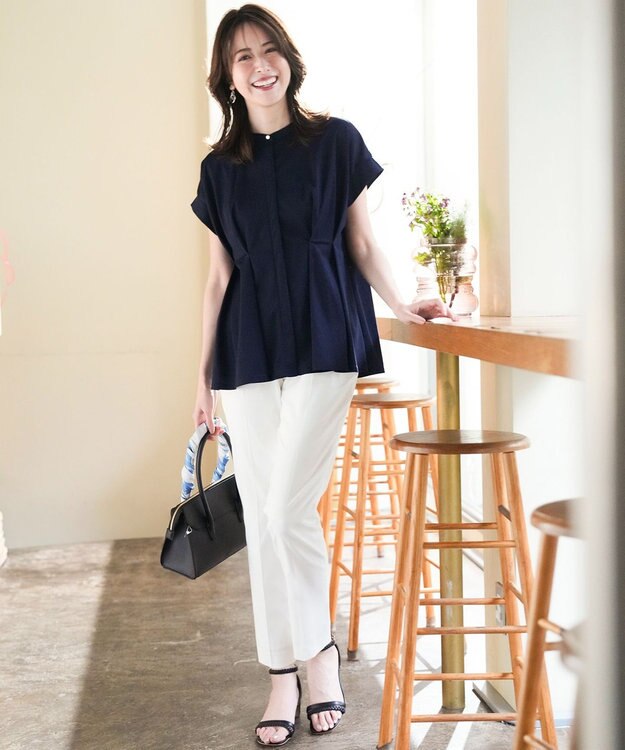 ANY SIS S エアリーストレッチ テーパードパンツ オフ