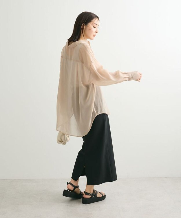 Green Parks シアーシャイニーシャツ Beige