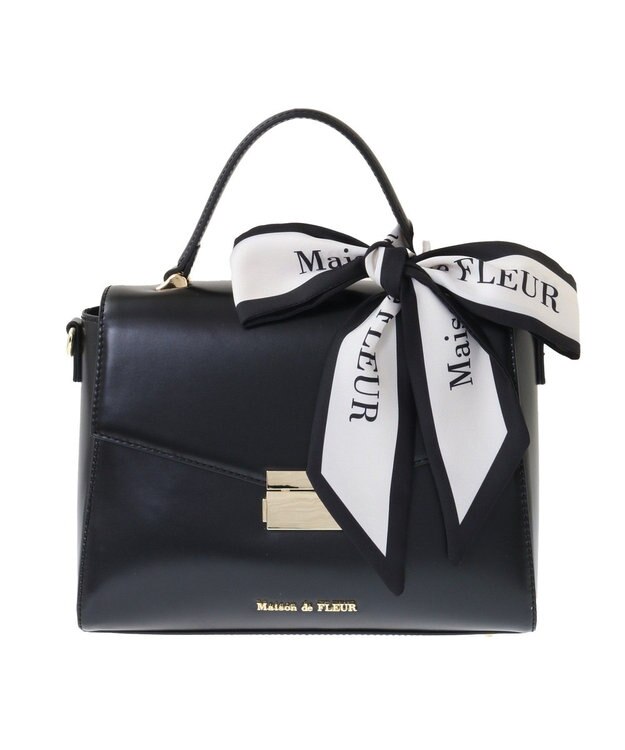 Maison de FLEUR トップハンドルスカーフバッグ Black
