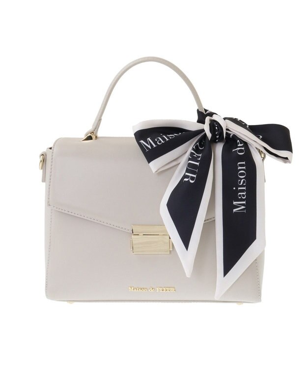 Maison de FLEUR トップハンドルスカーフバッグ Beige
