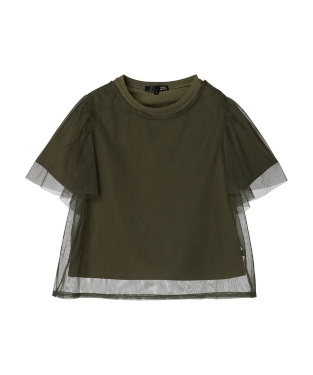 Green Parks ・ＳＵＧＡＲ　ＳＰＯＯＮ　ＳＥＴ２点チュールＴ＋カットＴ Khaki