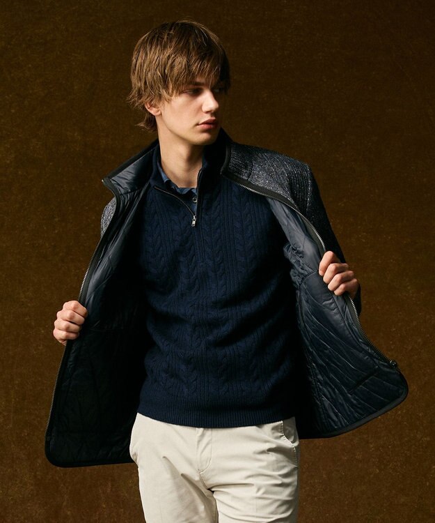 JOSEPH ABBOUD 【リバーシブル】ツィーディーフリースリバーシブル ブルゾン ネイビー系