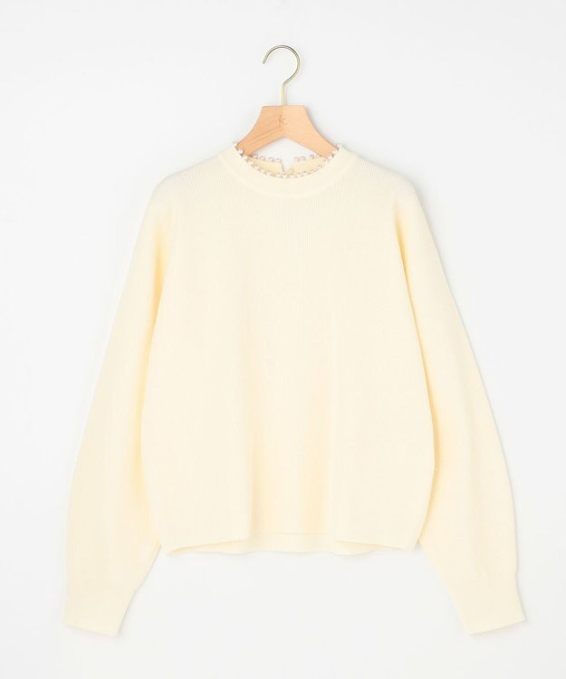 組曲 L 【先行予約・WEB限定】パール釦畦ニット プルオーバー アイボリー系