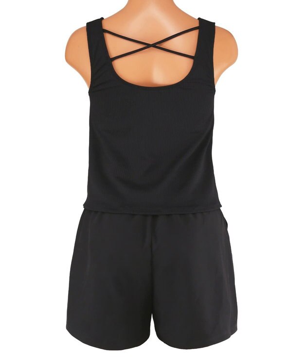 San-ai Resort（三愛水着楽園） 【再入荷】WEB限定商品　ポケット付きハーフジップラッシュパーカー＋リブタンキニ水着+レギンス5点セット【Beach Queen（ビーチクイーン）】 ライトグレー