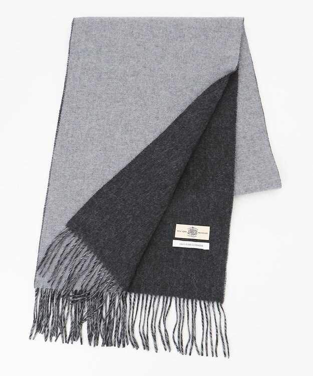 J.PRESS MEN リバーシブル カシミヤマフラー 無地 グレー系