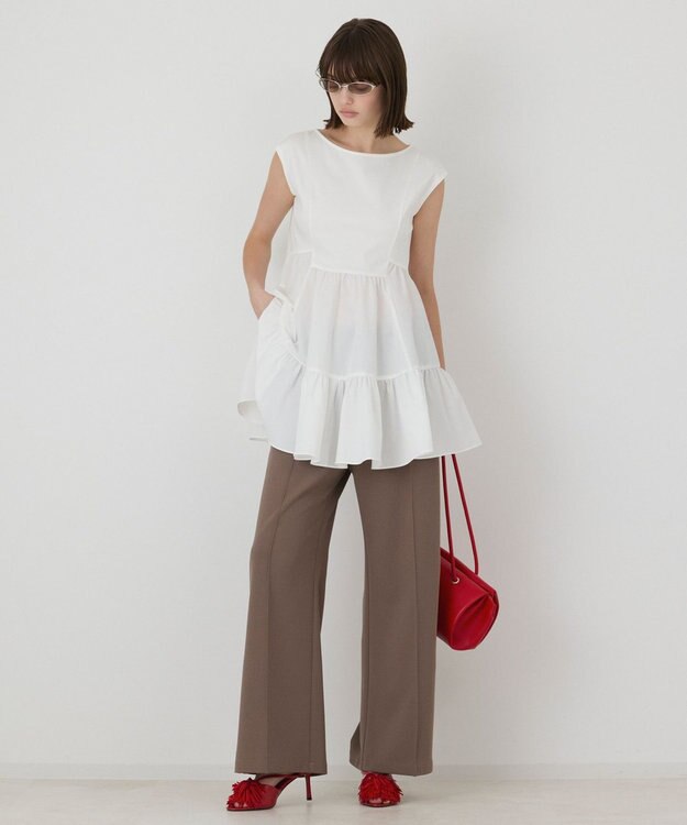 GRACE CONTINENTAL フレア切替カットトップ ホワイト