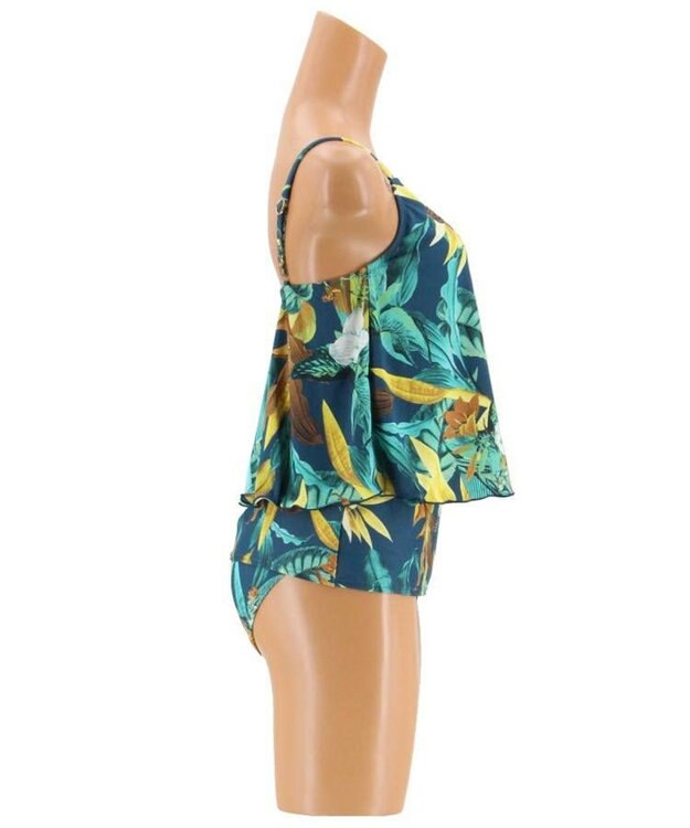 San-ai Resort（三愛水着楽園） 【Coral veil】Lily Garden　ガウチョ 3点セット 9号/11号 グリーン