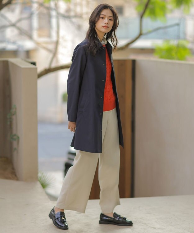 J.PRESS LADIES L ドライツイルストレッチ ステンカラー コート ネイビー系