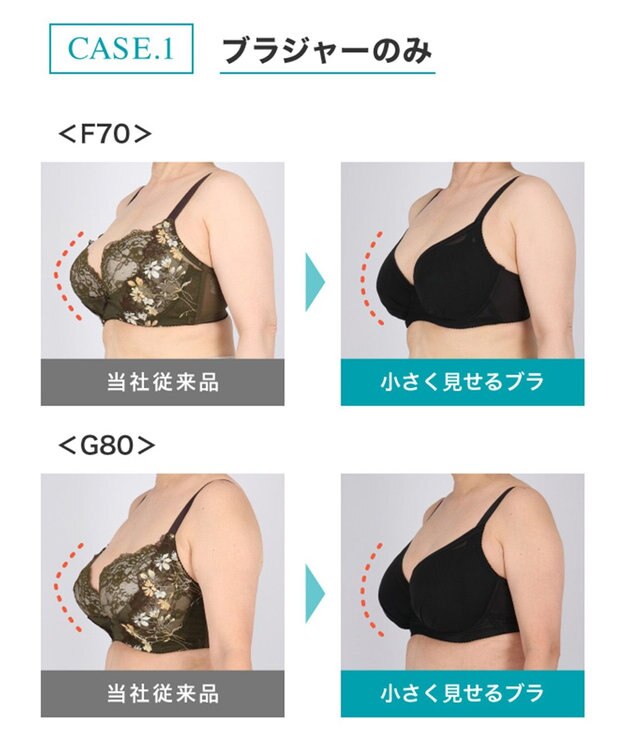 WACOAL 【小さく見せるブラ】 シンプル ブラジャー 着やせ効果 コンパクトにメイク バストの突出をおさえる 背中の段差を軽減 大きいサイズ レディース BRB452 /ワコール ブラック