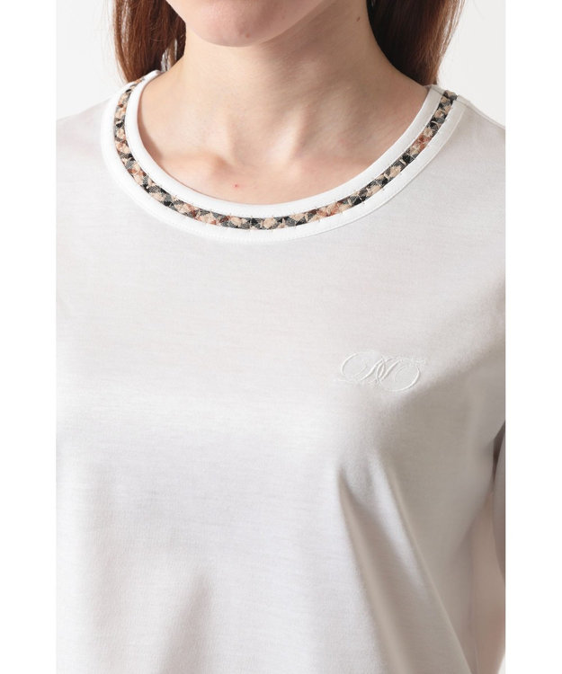 DAKS ミニハウスチェック襟 Tシャツ ホワイト