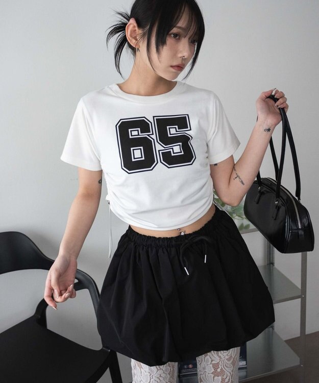 WEGO ナンバリングサイドドロストちびT ホワイト