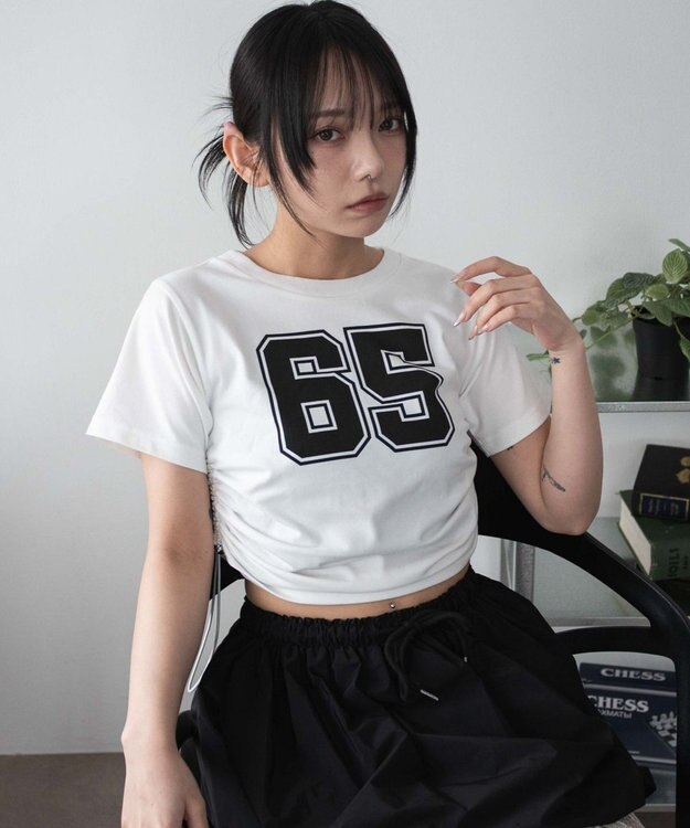 WEGO ナンバリングサイドドロストちびT ホワイト