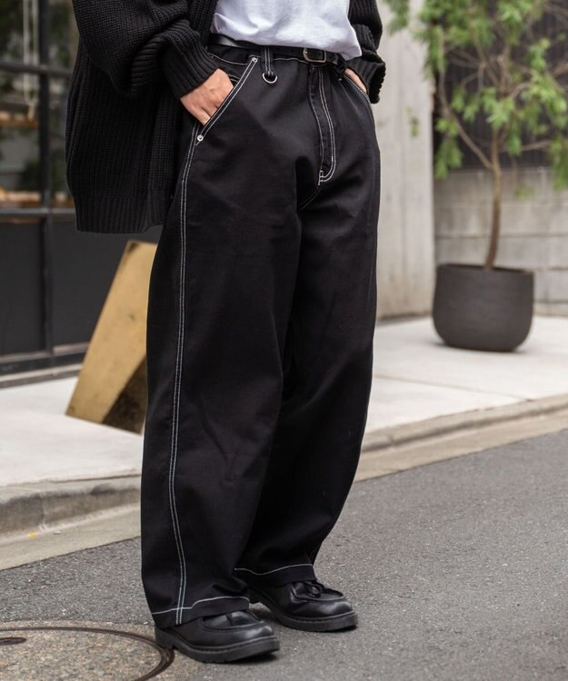 WEGO 【ユニセックス着用アイテム/ウエストゴム】ワーカーズパンツ ブラックその他