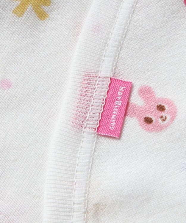 MIKI HOUSE HOT BISCUITS 【50-60cm】 フライス素材の総柄コンビ肌着 ピンク