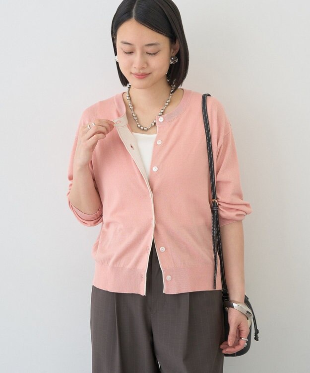 AMERICAN HOLIC 配色シアーカーディガン Pink