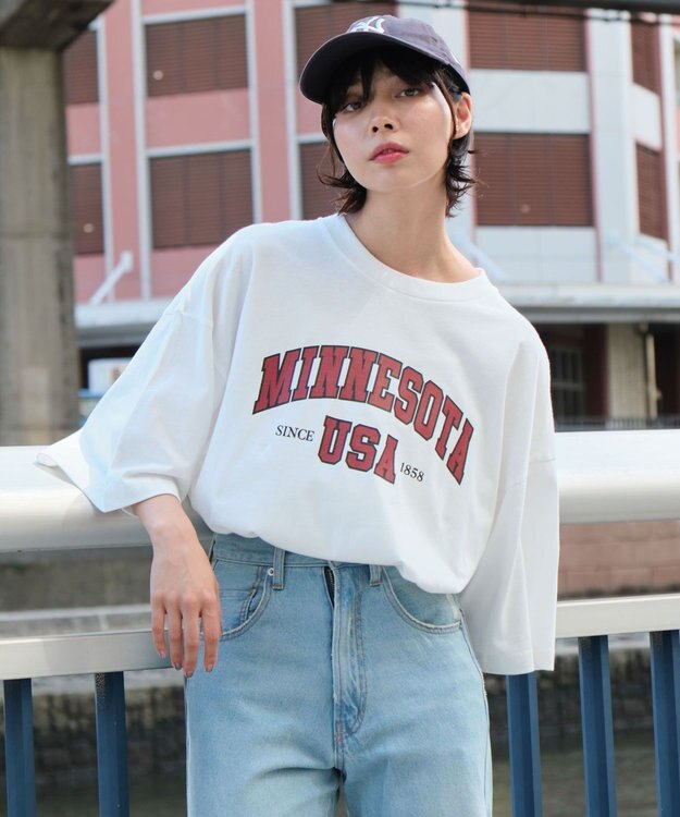 WEGO 【ユニセックス着用ITEM】カレッジロゴプリントT（SS） ホワイト