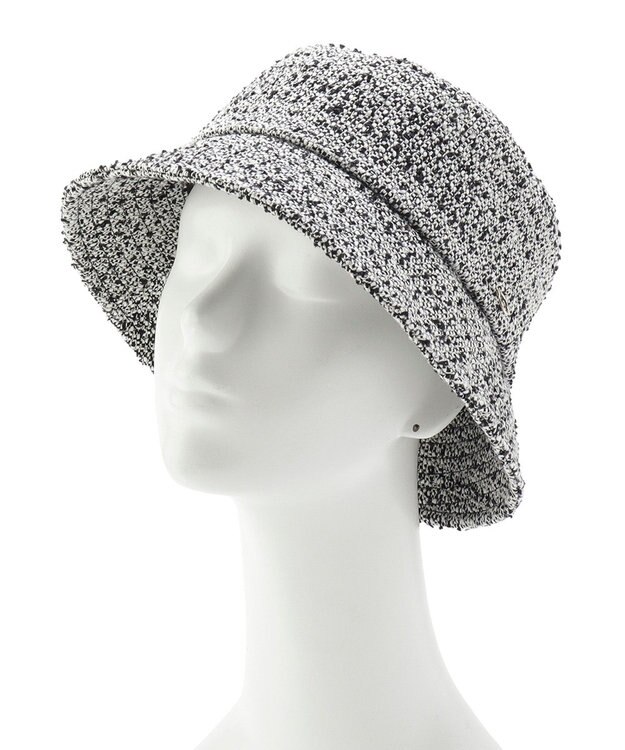 MOONBAT PAUL & JOE ACCESSOIRES 【サイズ調整可】ネコチャーム付ツイードバケットハット UV ブラック