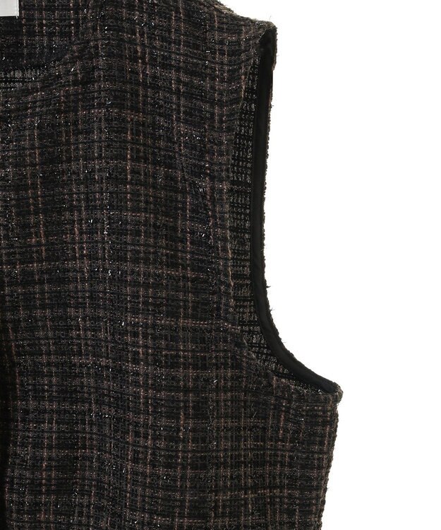 Green Parks ラメツィードペプラムベスト Black