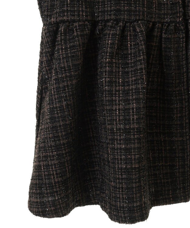 Green Parks ラメツィードペプラムベスト Black