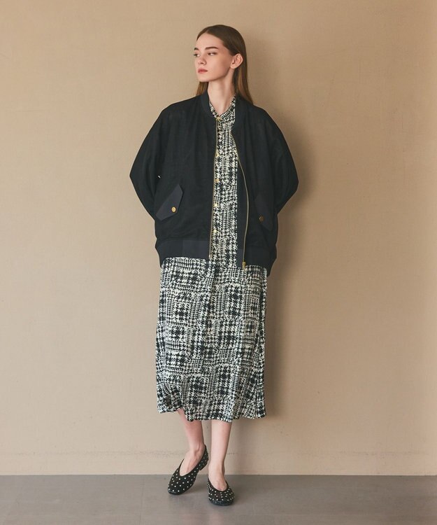 GRACE CONTINENTAL チェックプリントボウ付ワンピース キナリ