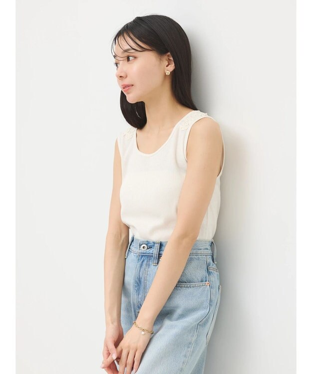 earth music&ecology バックレースタンクトップ Off White