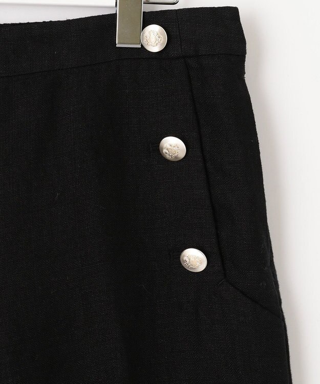 自由区 【XSサイズ～】ブライトリネンオックス ワイドパンツ ブラック系