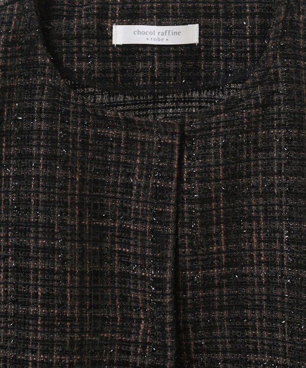 Green Parks ラメツィードペプラムベスト Black