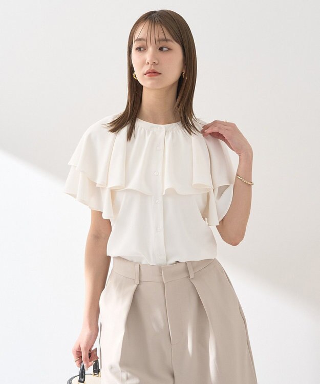 earth music&ecology ケープブラウス Off White