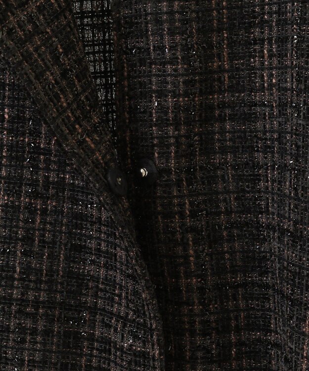 Green Parks ラメツィードペプラムベスト Black