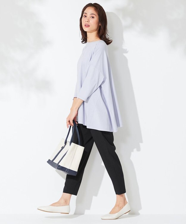 ANY 【洗える】テントライン カットソー サックスブルー系