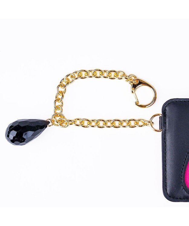 tsumori chisato CARRY ドロップス パスケース 定期入れ チェーンストラップ付き【かわいいデザイン！本革のやわらかな風合い】 ブラックⅡ