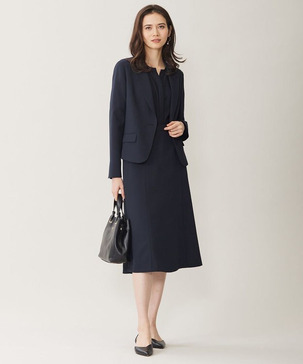 自由区 【セットアップ対応・UVカット・接触冷感・洗える】ライトストレッチテーラード ジャケット ネイビー