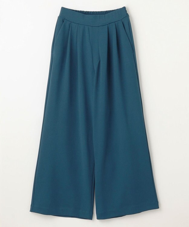 ANY 【ウエストゴム】２タックジョーゼットワイドパンツ ネイビーブルー