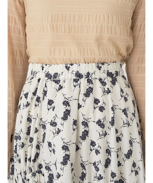 earth music&ecology ドロストギャザーフレアスカート Flower