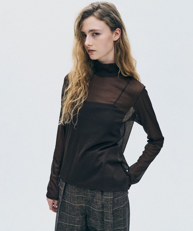 uncrave トリコットシフォン タートルトップス ブラウン