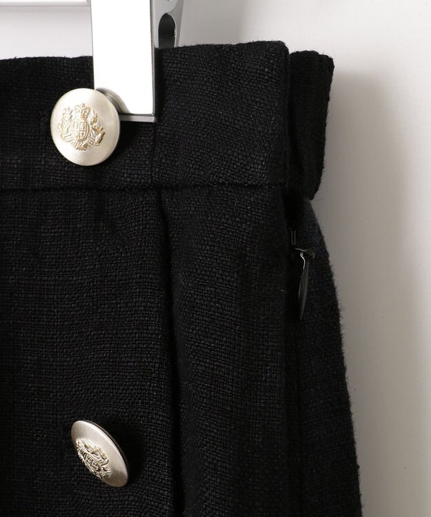 自由区 【XSサイズ～】ブライトリネンオックス ワイドパンツ ブラック系