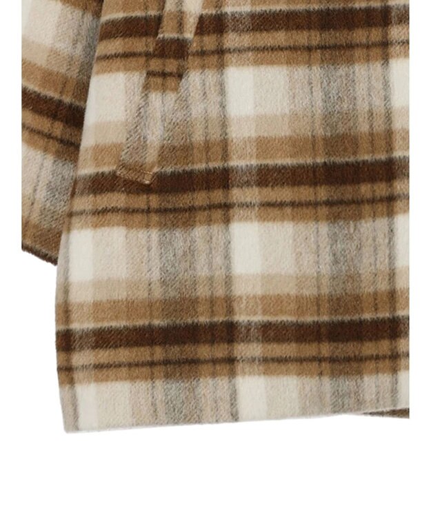 Green Parks ・ＥＬＥＮＣＡＲＥ　ＤＵＥ　シャギーチェックミドルコート Beige